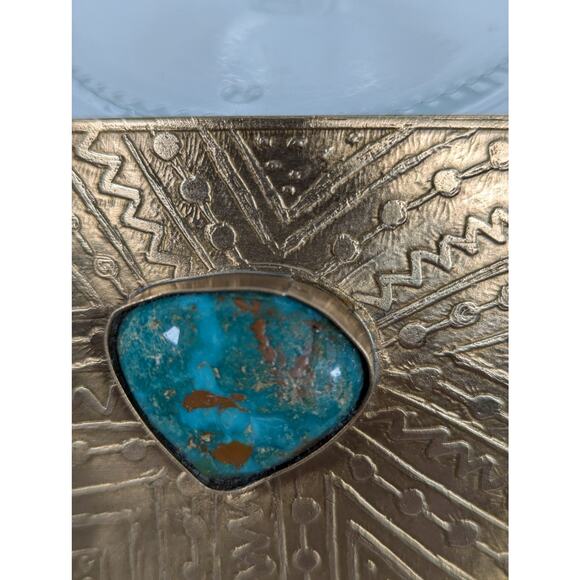 Belt buckle "Nu Gold"  Red brass Etched +Oxidized 41grams - Picture 2 of 7